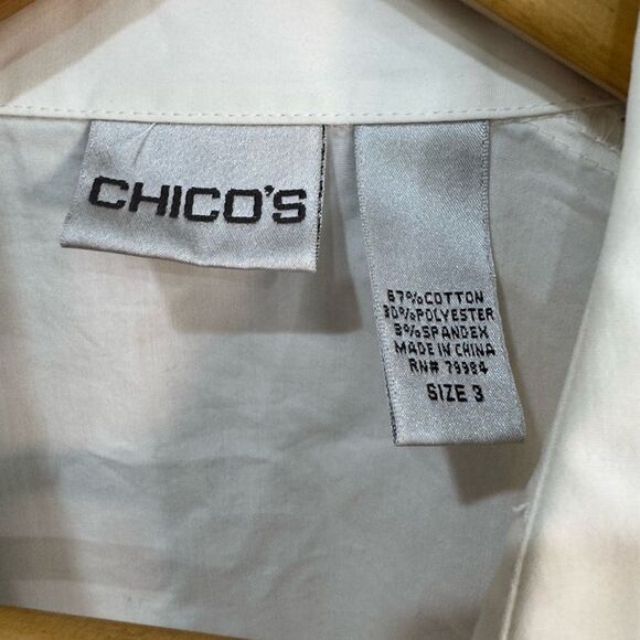 White Chico’s Y2K Button Down Shirt Size 3 (16) EUC - Picture 7 of 8